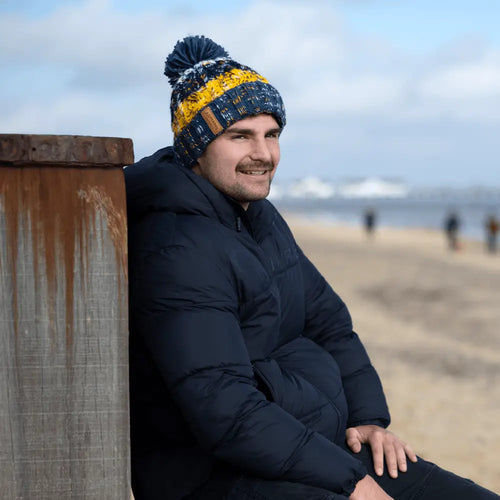 Adnams Navy & Gold Bobble Hat - Adnams PLC