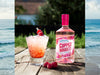 Adnams cocktail with a bottle of Adnams Raspberry Pink Gin