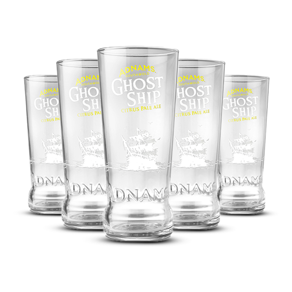Adnams Ghost Ship Pint Glass of 6
