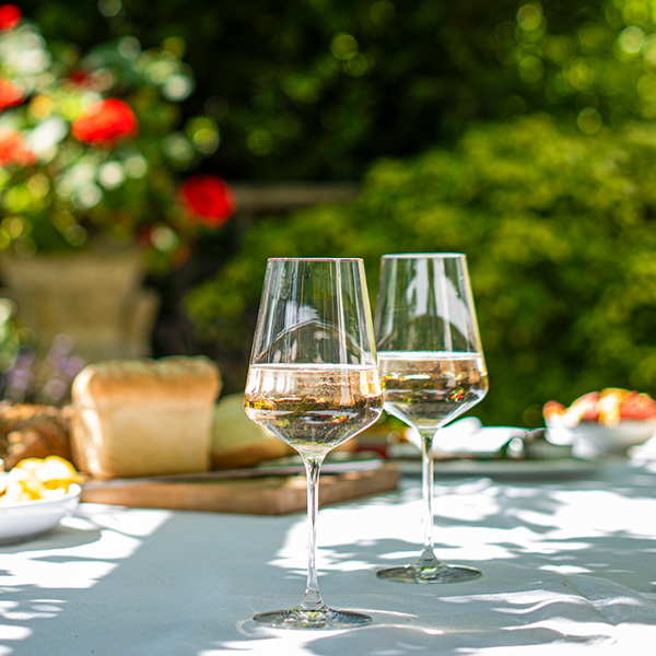 Adnams Rosé wine on a picnic table