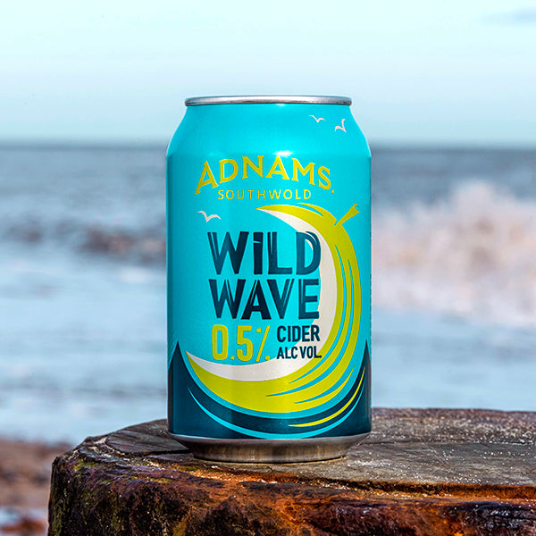 Adnams WIld Wave 0.5% Can on the Beach